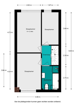 Plattegrond - Kievitstraat 21, 4793 HL Fijnaart - Kievitstraat 21-1e verdieping - 2D.jpg